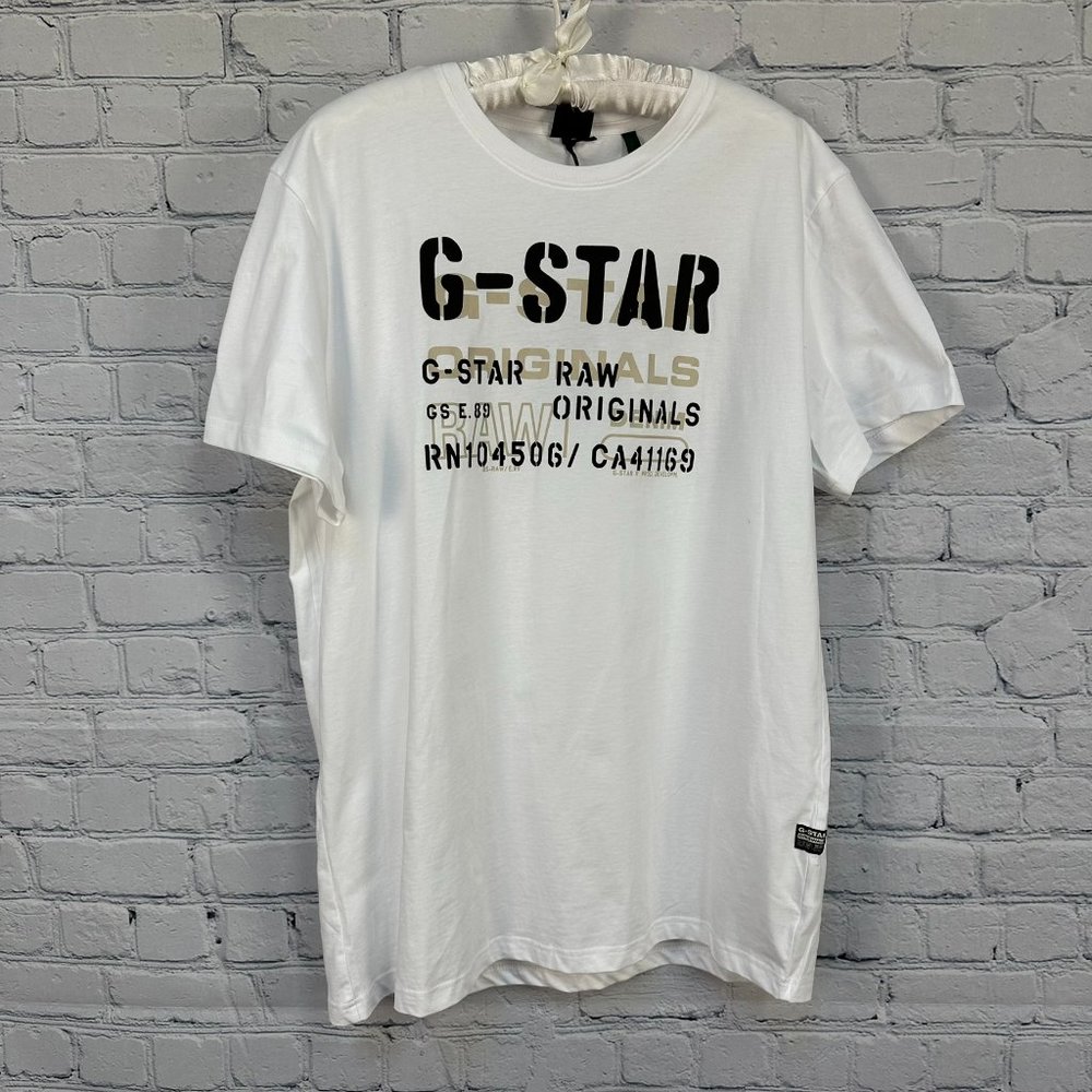 G-Star Stencil Originals Short Sleeve Crew Neck Graphic T-Shirt,‎ Large, White